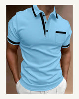 Men's Short Sleeve Polo Shirt in Blue - original-tratada