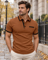 Men's Short Sleeve Polo Shirt in Brown - editorial
