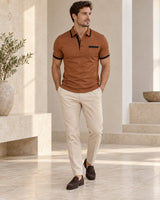 Men's Short Sleeve Polo Shirt in Brown - look-completo