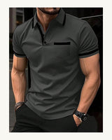 Men's Short Sleeve Polo Shirt in Dark Grey - original-tratada