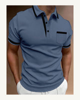 Men's Short Sleeve Polo Shirt in Dusty Blue - original-tratada