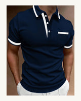 Men's Short Sleeve Polo Shirt in Navy Blue - original-tratada