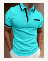 Men's Short Sleeve Polo Shirt in Peacock Blue - original-tratada
