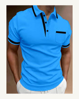 Men's Short Sleeve Polo Shirt in Teal Blue - original-tratada