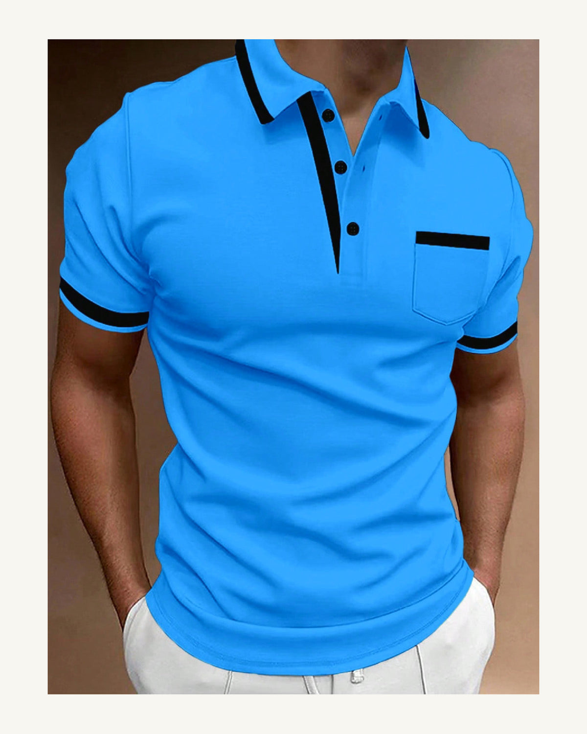 Men's Short Sleeve Polo Shirt in Teal Blue - original-tratada