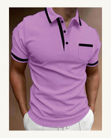 Men's Short Sleeve Polo Shirt in Violet Purple - original-tratada