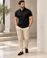 Men's Short Sleeve Polo Shirt in Black - look-completo