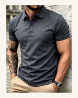 Men's Short Sleeve Polo Shirt in Dark Grey - original-tratada
