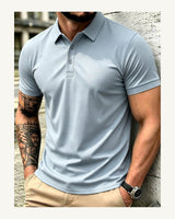 Men's Short Sleeve Polo Shirt in Dusty Blue - original-tratada