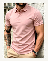 Men's Short Sleeve Polo Shirt in Dusty Pink - original-tratada