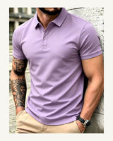 Men's Short Sleeve Polo Shirt in Lilac Purple - original-tratada