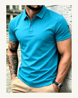 Men's Short Sleeve Polo Shirt in Mint Blue - original-tratada