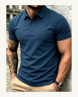 Men's Short Sleeve Polo Shirt in Navy Blue - original-tratada