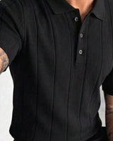 Men's Short Sleeve Polo Shirt in Black - detalhe