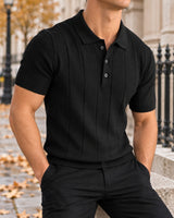 Men's Short Sleeve Polo Shirt in Black - editorial