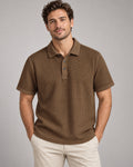 Men's Short Sleeve Polo Shirt in Coffee Brown - principal