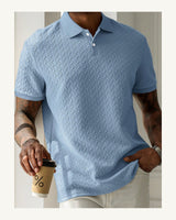 Men's Short Sleeve Polo Shirt in Baby Blue - original-tratada