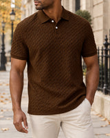 Men's Short Sleeve Polo Shirt in Coffee Brown - editorial