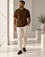 Men's Short Sleeve Polo Shirt in Coffee Brown - look-completo