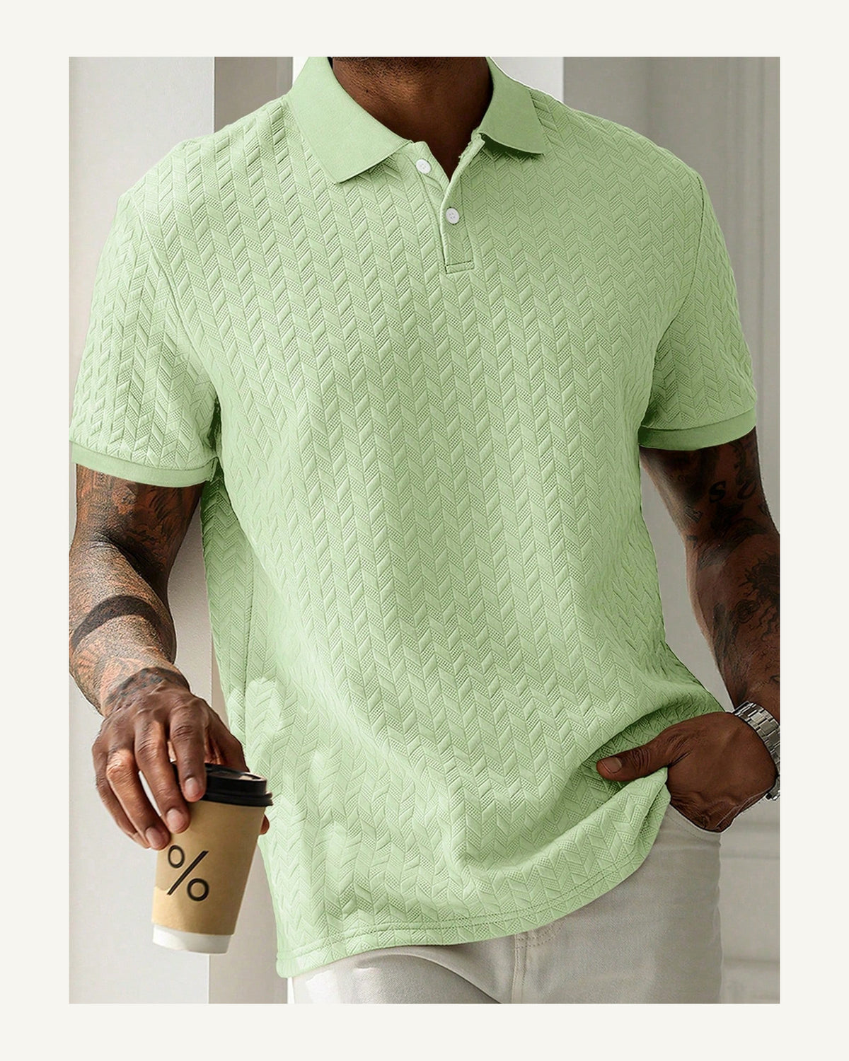 Men's Short Sleeve Polo Shirt in Green - original-tratada