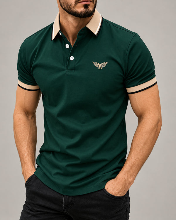 Men's Short Sleeve Polo Shirt in Dark Green - principal
