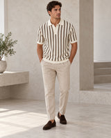 Men's Striped Short Sleeve Polo Shirt in Multicolor - look-completo