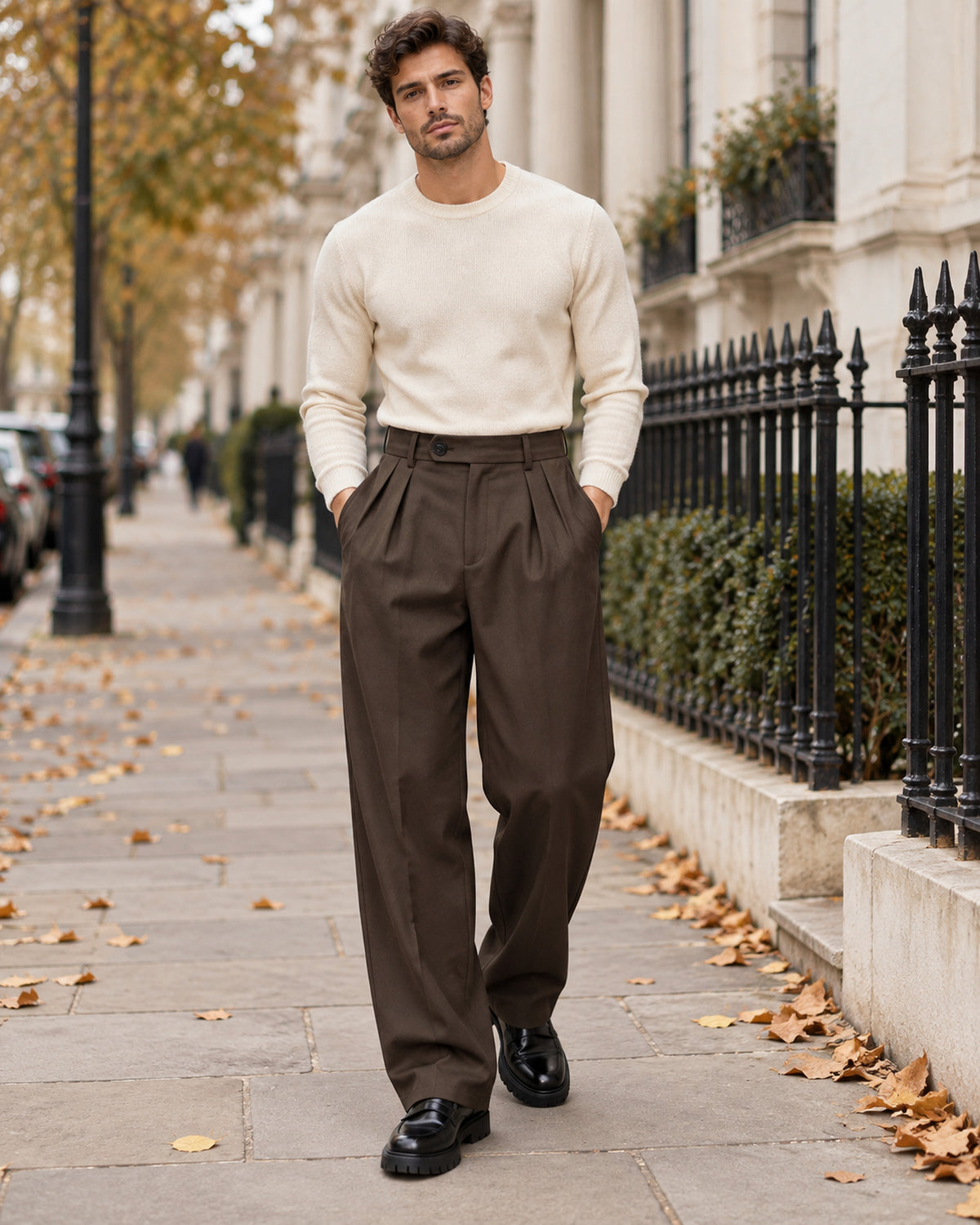 Men's Trousers in Coffee Brown - editorial