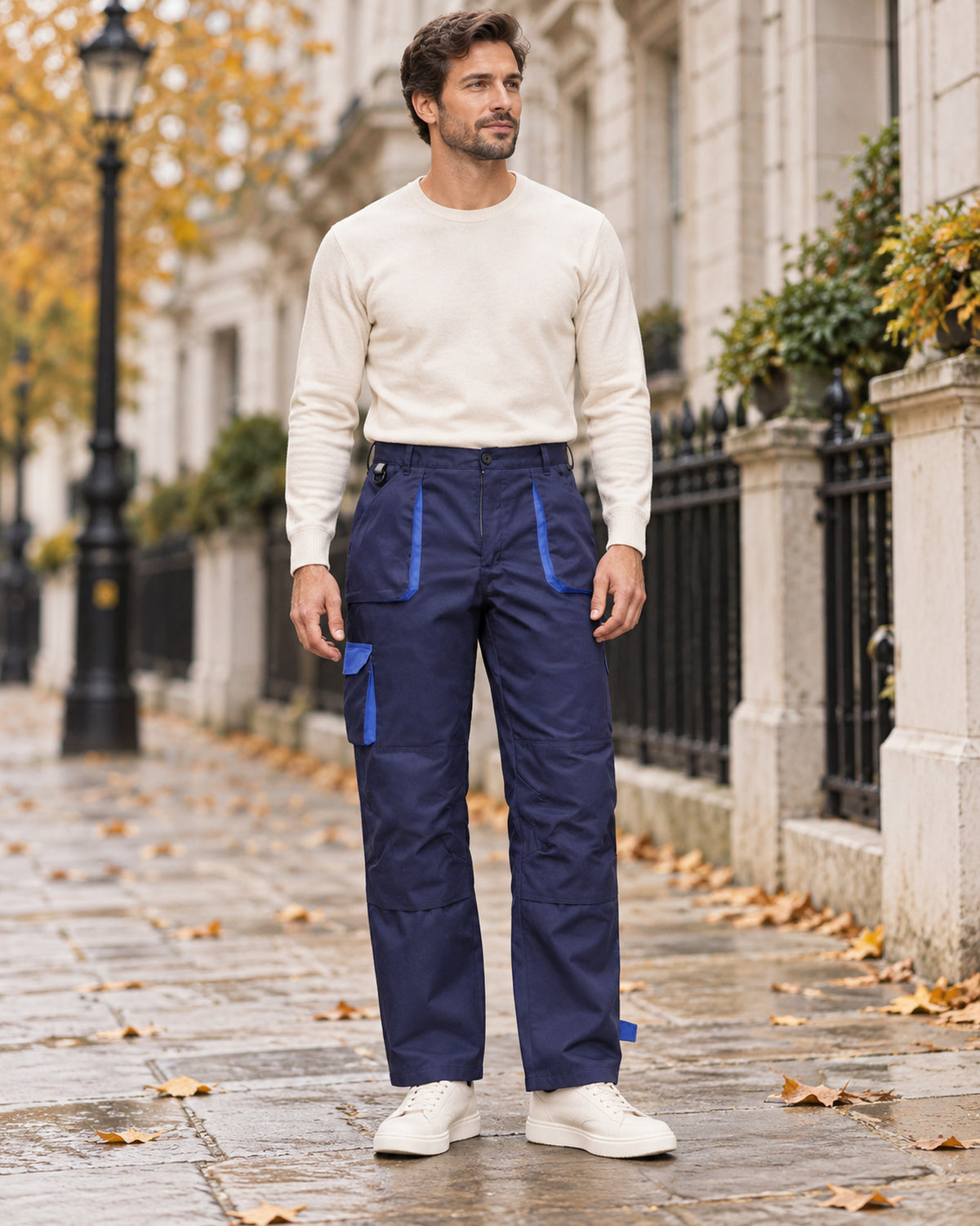 Men's Trousers in Navy Blue - editorial