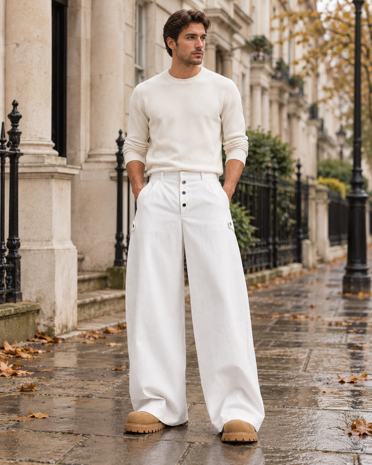 Men's Trousers in White - editorial