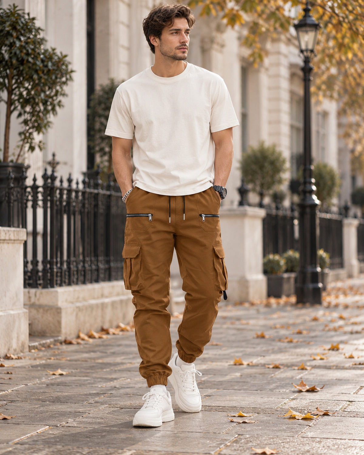 Men's Trousers in Coffee Brown - editorial