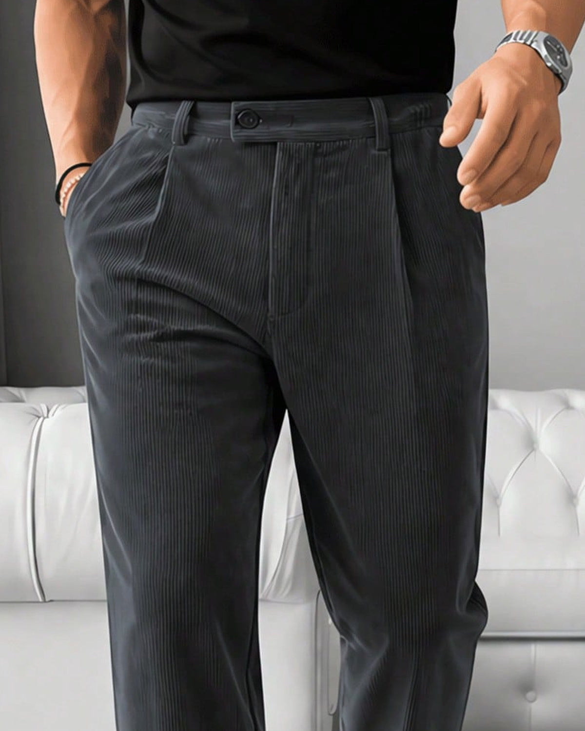 Men's Trousers in Grey - detalhe