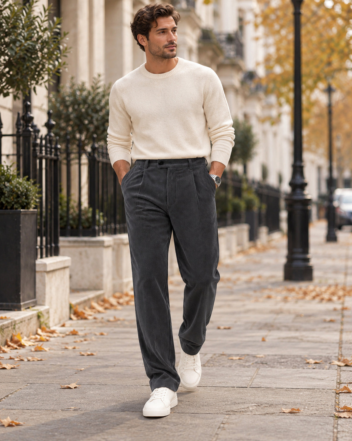 Men's Trousers in Grey - editorial