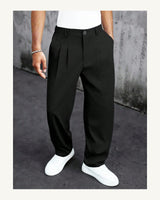 Men's Pleated Trousers in Black - original-tratada