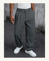 Men's Pleated Trousers in Flint Stone - original-tratada