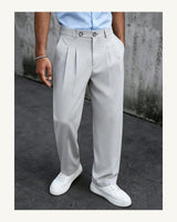 Men's Pleated Trousers in Grey - original-tratada