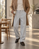 Men's Pleated Trousers in Light Grey - look-completo