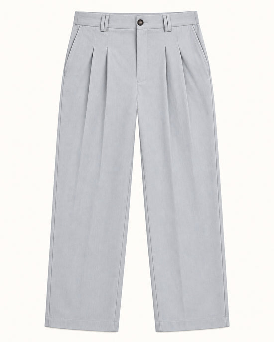 Men's Pleated Trousers in Light Grey - principal