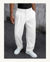 Men's Pleated Trousers in White - original-tratada