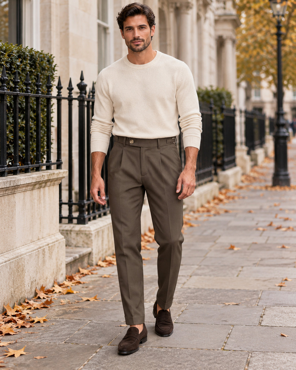 Men's Trousers in Coffee Brown - editorial