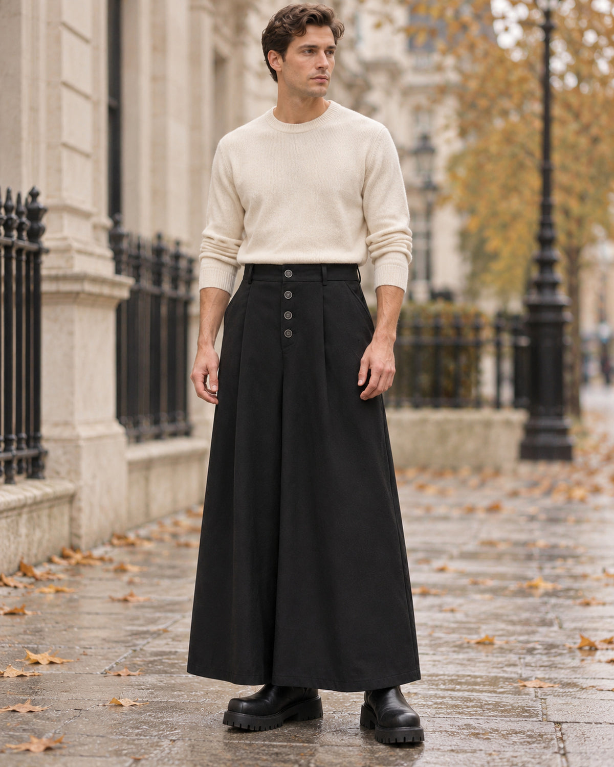 Men's Trousers in Black - editorial