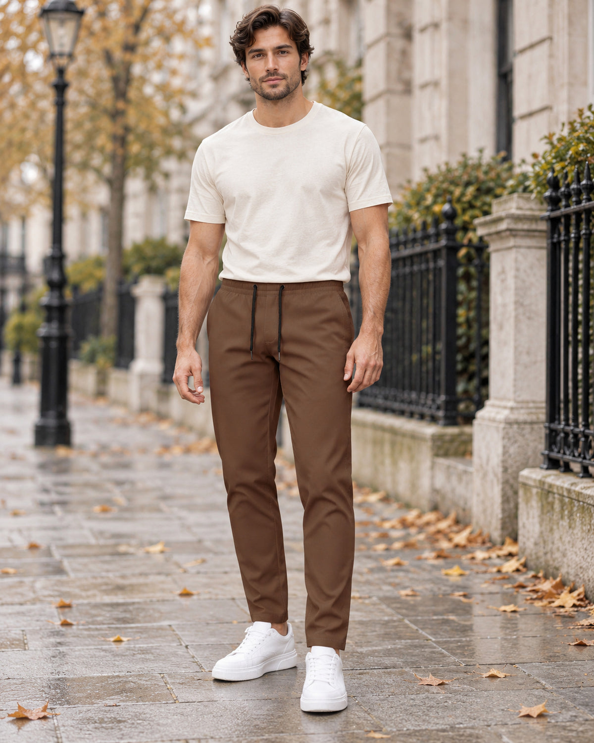 Men's Trousers in Coffee Brown - editorial