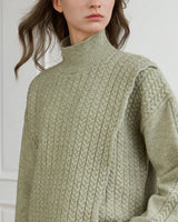 Women's Cable-Knit Cardigan in Mist Green - detalhe