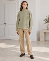 Women's Cable-Knit Cardigan in Mist Green - look-completo