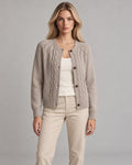 Women's Cable-Knit Cardigan in Khaki - principal