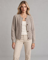 Women's Cable-Knit Cardigan in Khaki - principal