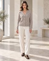 Women's Cable-Knit Long Sleeve Cardigan in Grey - look-completo