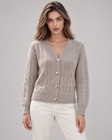 Women's Cable-Knit Long Sleeve Cardigan in Grey - principal