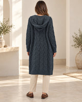 Women's Cable-Knit Long Sleeve Cardigan in Dark Grey - look-completo