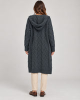 Women's Cable-Knit Long Sleeve Cardigan in Dark Grey - principal