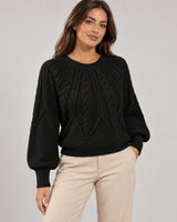 Women's Long Sleeve Crew Neck Jumper in Black - principal